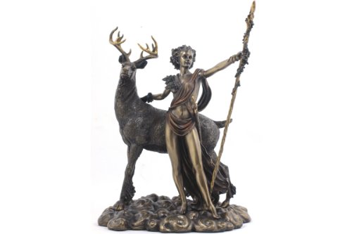 H Statua Romana della Dea Diana Finitura Bronzo Artemis