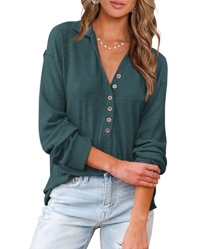 Image of BTFBM Women Casual Button Down Fall Blouses 2025 Long Sleeve Solid Business Work Tops Cute Relaxed Fit Shirts