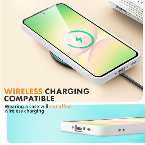 Image of DIZORO Microfiber Candy Case for Samsung A36 5G Smooth Touch Cushion Liquid Soft Silicone Gel Rubber Phone Cases Non-Slip Full Body Protective Shockproof Back Cover (White)