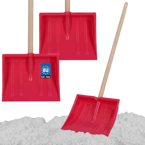 KOTARBAU 2er Set Schneeschaufel für Kinder - 25 x 20 cm - Schnee Schaufel mit Holzstiel - 82 cm - Kinderschaufel - Leicht & Sicher - Schneeschieber - Klein - Rosa