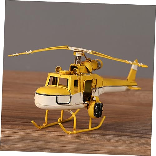 Modèle avion biplan rétro en fer jaune VILLCASE décor vintage - 3