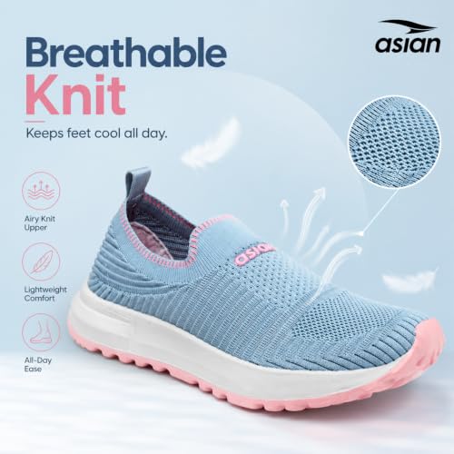 Image of ASIAN Breeze-04 Women's Slip-On Walking Shoes | Lightweight Knit Sneakers with Memory Foam Comfort | Casual, Travel