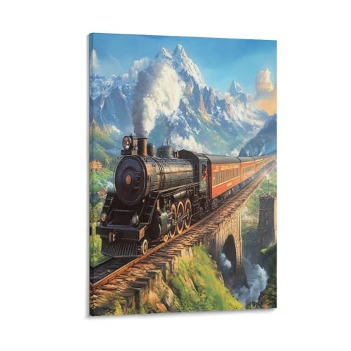 Impression sur toile train à vapeur décoration murale salon 40x60