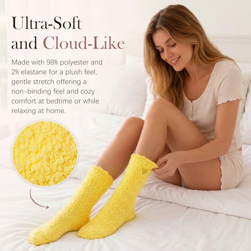Image of Azue Fuzzy Warm Slipper Socks Women Super Soft Microfiber Cozy Sleeping Socks 6 or 5 Pairs