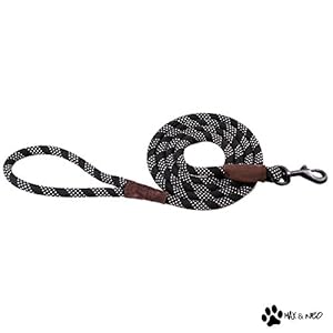 Max and Neo Rope Leash Reflective 6 Foot – We Donate a Leash to a Dog Rescue for Every Leash Sold (BLACK, 6 FT x 1/2″)