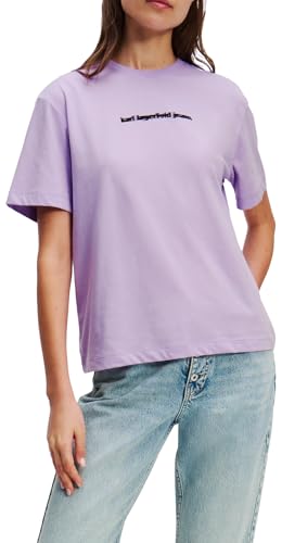 Karl Lagerfeld Jeans, Mujeres, Camiseta De Manga Corta Con Logo Difuminado, Corte Regular, Morado, M