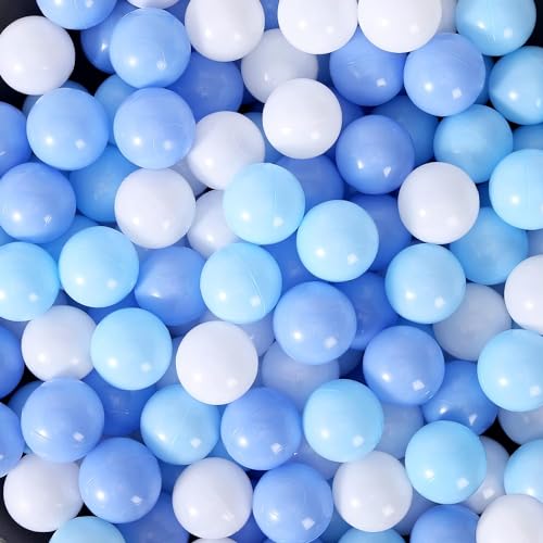 Moonxhome Ball Pit Balls For Kids &Amp; Dogs, 100 Pcs 2.15' Thicken Soft Plastic Crush Proof Ball Pit Balls Bpa Phthalate Free Toy Balls, Ideal Gift For Christmas, White Blue Light-Blue Green
