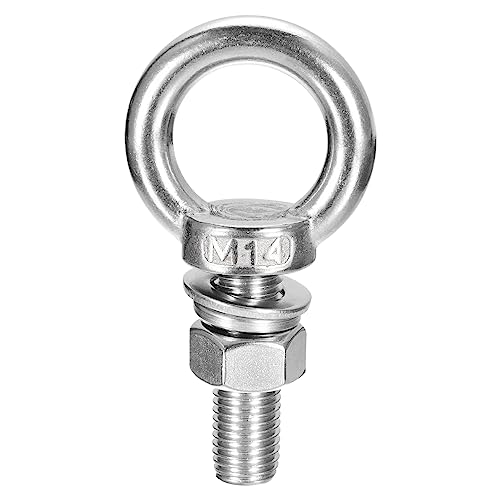 Image of uxcell Lifting Eye Bolt, 1 Set M14x50mm Eye Bolt with Nut Washer 304 Stainless Steel Shoulder Lifting Ring Eye Bolt for Hanging Item