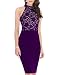 WOOSEA Women's Elegant Sleeveless Floral Lace Vintage Midi Cocktail Party Dress (Medium, Purple)