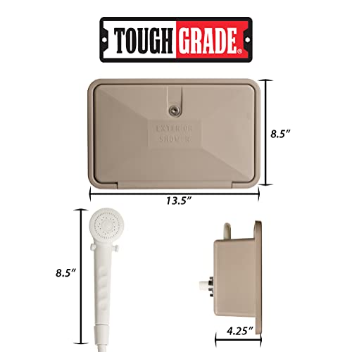 Toughgrade Rv Exterior Shower Box Kit Faucet Hose Camper Trailer | Cowboy Shower Kit | Tan #TOP6
