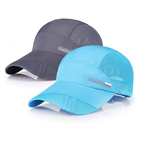 sdsruioo New UV Quick-Drying Waterproof Baseball Cap Outdoor Lightweight UV Protection Hats (Dark Gray+Lake Blue)