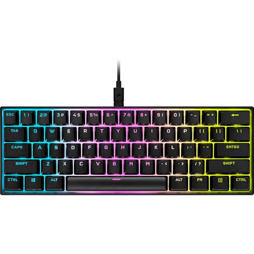 K65 RGB MINI 60% tastiera meccanica da gioco (illuminazione RGB personalizzabile di tasti singoli, tasti meccanici CHERRY MX SPEED, tappi per tasti PBT doppio-shot, tecnologia AXON) QWERTZ, nero - Tastiera gaming - Immagine 1