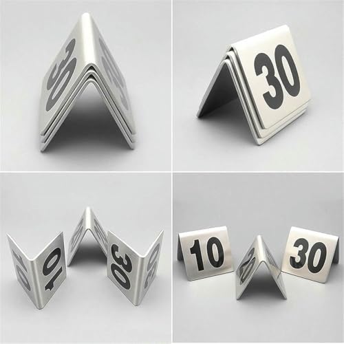 Stainless Steel Table Number Plate,Stainless Steel Tent Style Table Numbers, Restaurant Digital Number Plate, for Weddinag Birtay Marriage Party Supplies