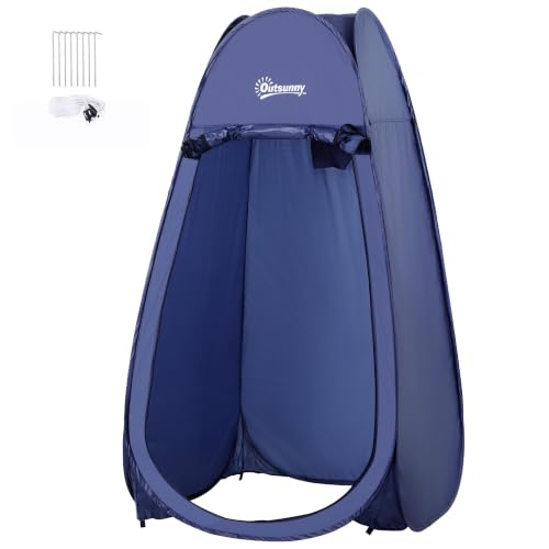 Outsunny Tienda de Ducha Pop Up Anti-UV Asa 100x100x185 cm Azul Turquí