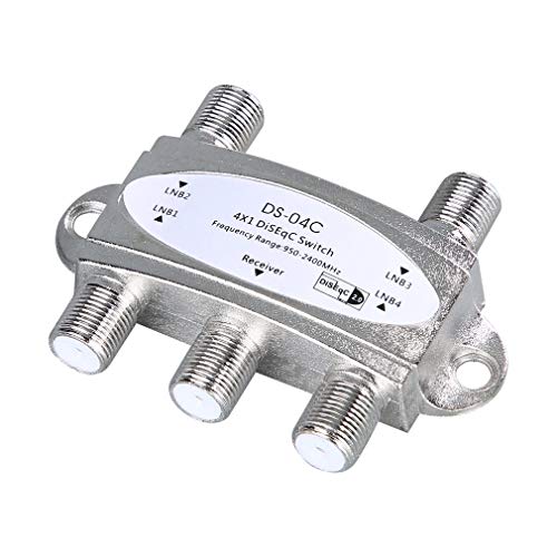 DollaTek Diseqc - Switch a banda larga a 4 vie con isolamento elevato, collega 4 antenne satellitari Digital 4 LNB per ricevitori satellitari