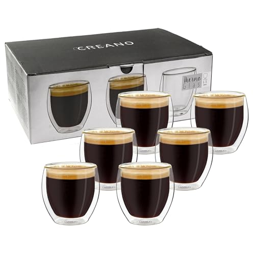 Creano Verres à expresso à double paroi 80 ml - lot de 6 - tasses à café - verres thermiques à effet flottant