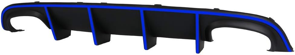 IKON MOTORSPORTS Bumper Lip Spoiler Compatible with 2015-2023 Dodge Charger SRT, Quad Exhaust Rear Diffuser with Blue Reflective Tape