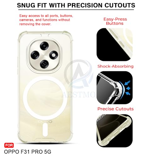 Image of AESTMO Clear Back Cover for Oppo F31 Pro 5G | 360 Protection | Transparent Back Cover for Oppo F31 Pro 5G (PC + TPU, Compatible with MagSafe Accessories, Transparent Bumper)