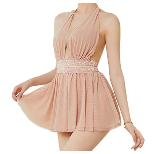 TBSCWYF Mujer Bata Kimono Encaje Dormir Babydoll Camisón Malla y Tanga Conjunto y Cinturón Conjuntos de lencería (Rosado)