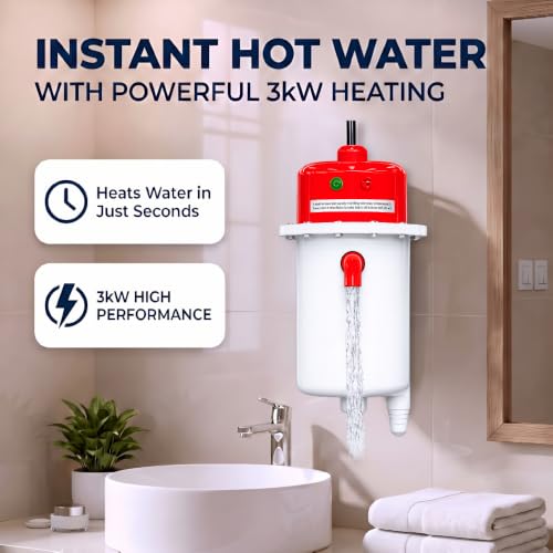 Image of Seltix 1L Instant Water Heater Geyser | Portable ABS Shockproof Body | Auto Cut-Off | 3KW Copper Heating Element | Instant Hot Water for Kitchen, Salon, Home, Office Use