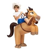 Spooktacular Creations Inflatable Cowboy Riding a Horse Air Blow-up Costume - Child Size Fits 4-8yr Old (42