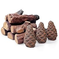 Grandhom Gaskaminscheite, 10 Stück, kleine Feuerstelle, dekoratives Keramik-Brennholz-Set für drinnen und draußen, Gaseinsätze, belüftet, belüftet, elektrisch, Bioethanol, Gel-Kamine, lang, 6–22 cm