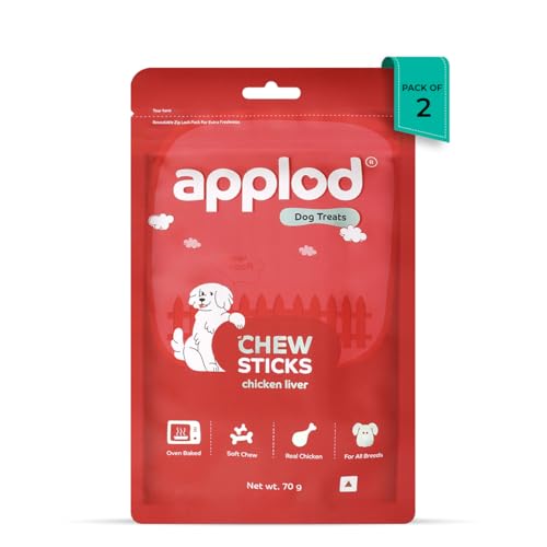 Image of Soft Chicken Liver Chew Sticks for Puppies, Adult & Senior Dogs | High-Protein Soft & Chewy Training Treats | Healthy Easy-to-Chew Dog Snacks | Pack of 2 | 70g x 2