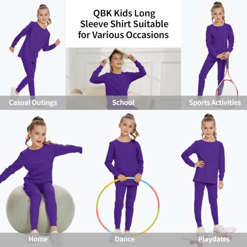 Image of QBK 2T 3T 4T 5T to 14 Years Girls Long Sleeve Shirts Kids Cotton T-Shirt