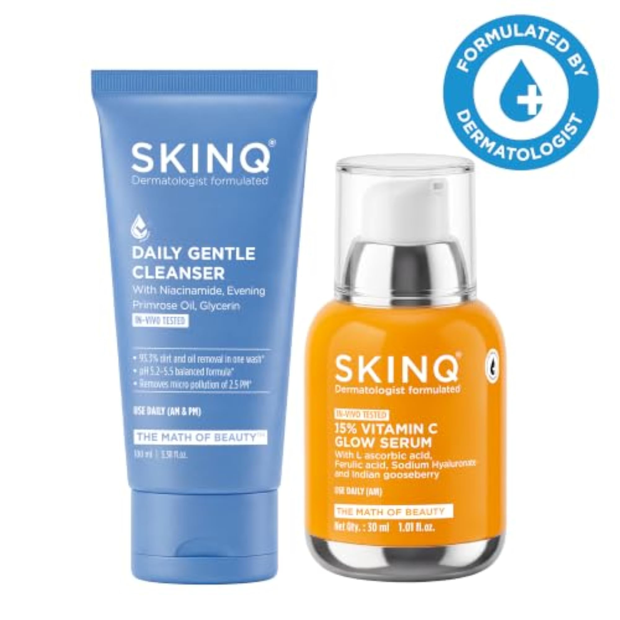 Brightening Skincare Bundle, Niacinamide Face Wash & Vitamin C Serum