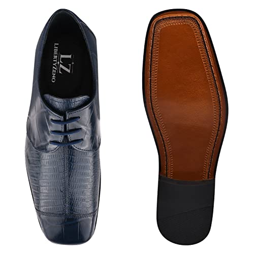 Image of LIBERTYZENO Mens Animal Print & Plain Genuine Leather Adults Lace Up Oxford Dress Shoes for Easter Gift