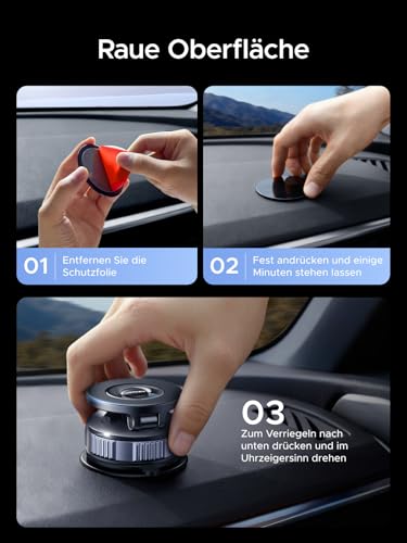 UGREEN Handyhalterung Auto für Magsafe Autohalterung, Handy Halterung Auto mit Vakuum Saugnapf & N52 Magnete 360°Drehbar ohne Kleber mit Einem Grundpolster Kompatibel mit iPhone 17 16 15 14 Pro Max 5