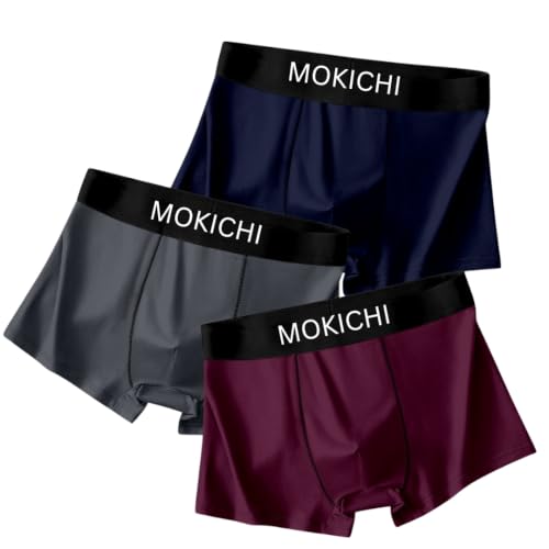 Image of Men's Ice Silk Boxer Briefs Pack of 3 | Ultra Soft Breathable Stretch Trunks | Moisture Wicking Quick Dry Innerwear | Comfortable Mid Rise Underwear