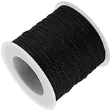 KHBUAB Cordón de Nylon Trenzado 0,8 MM Negro, Resistente al Desgaste Intemperie, para Manualidades y Pulseras, Uso en Exteriores y Proyectos de Joyería DIY