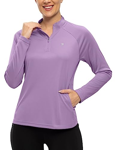 Tbmpoy Women'S Sun Protection Long Sleeve Women Quick Dry 1/4 Zip Pocket Shirts Hiking Workout Athletic Tops cover