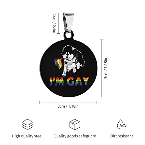I Am Gay Pride Lgbt Flag Siberian Husky Dog Tag Personalized Pet Id Tags For Dogs Cat Tags Circular #TOP1