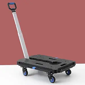 Primax Multipurpose Foldable Platform Trolley/Hand Truck and Portable Dolly Push Kart with Telescopic Handle and Foldable Guarded Wheels (APS-723-FW-99HA-Black&Blue)