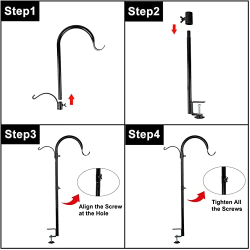 Wosibo 2 Pack Three Span Deck Hook, 37 Inches Deck Bird Feeder Pole, Hanging Baskets Porch Multi-Hook For Deck Kit With Three Branches For Plant Hangers, Lanterns, Wind Chimes And More #TOP2