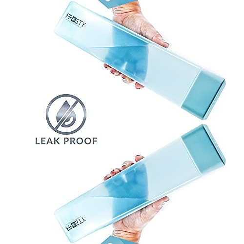 Image of Frosty Square Fridge Water Bottles Set of 6 | 1 Litre BPA Free Plastic Fridge Bottles | Slim Refrigerator Water Bottle Set for Home & Office