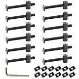 Biaungdo M6 x 55mm Hex Drive Socket Furniture Barrel Screws Bolt Nuts Furniture Crib Baby Bed Bolt with Wrench(Black, 12 Pcs)