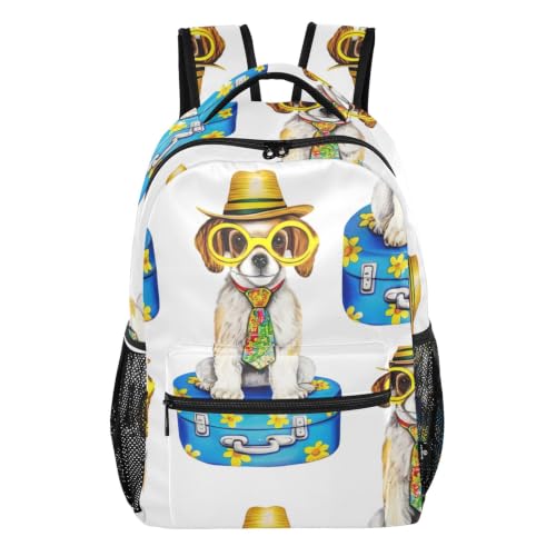 Sac à dos d'école pour voyage et grand cartable scolaire à motif Chien mignon