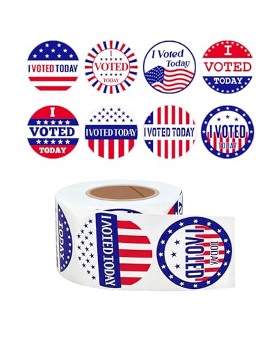 500pcs 1.5 inch I Voted Today Stickers for Voting Election Day Round Red White Blue Community Vote USA Flag Design Labels (8-in-1)