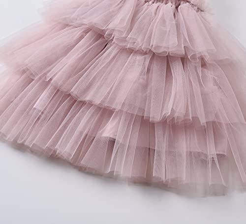 Tutu Dress For Toddler Baby Girl Special Occasion Party Tulle Dresses With Headband Sleeveless Sundress Dusty Pink 2 Years #TOP4