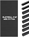 FRAYSCENT Slat Wall Paneling Garage Slat Wall Storage Systems Slatwall Panels Power Tool Organizer Wall Mount, PVC Garage Storage & Organization Products Slate Board (Black, 8ftx4ft with 2H Trim)