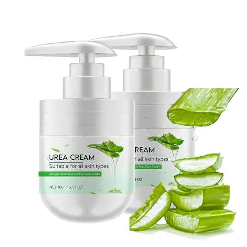 Crema de urea con aloe vera, loción hidratante para piel seca y áspera, crema corporal con urea exfoliante suave, crema para pies para talones agrietados, piel suave y lisa (2 unidades)