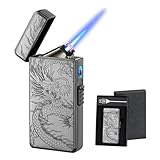 Rechargeable Lighter, Gas/Plasma Lighter, Windproof, Suitable for Outdoor Camping, Comes with A Beautiful Gift Box.(C)