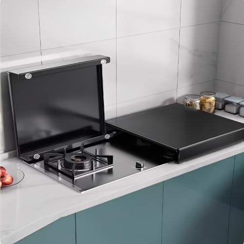 Stove Top Cover, Gas Stove Bracket Hung up Cutting Board Cover for Rice Cookers, Induction Cookers, Kitchen Shelves and Kitchen Utensils(Black,L15.75xW19.69xH3.54IN)