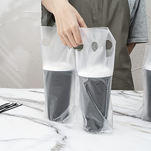 Restaurantware Bag Tek Plastic Drink Carriers 100 Double Cup Plastic Bags For Cups - Disposable With Handles Clear Plastic Drink Delivery Bags For Delivery Coffee Tea Juice by Restaurantware - Image 8