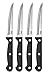 Ginsu Essential Series 4-Piece Stainless Steel Steak Knives Set – Black Serrated Knife Cutlery Set, 04805DS