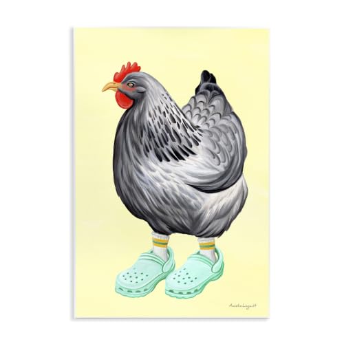 Chicken Hen Animal Print, 10 x 15 Inch Mounted Print on Wall Plaque