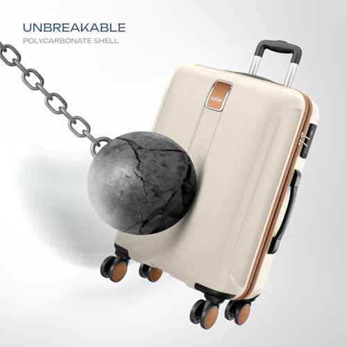 Image of Safari Thorium Royale 8 Wheels Set of 3 Trolley Bags Hard Case Polycarbonate Luggage, TSA Lock, Wet Pouch Organized Interior, Suitcase for Travel, Trolley Bags for International Travel, Vanilla Tan